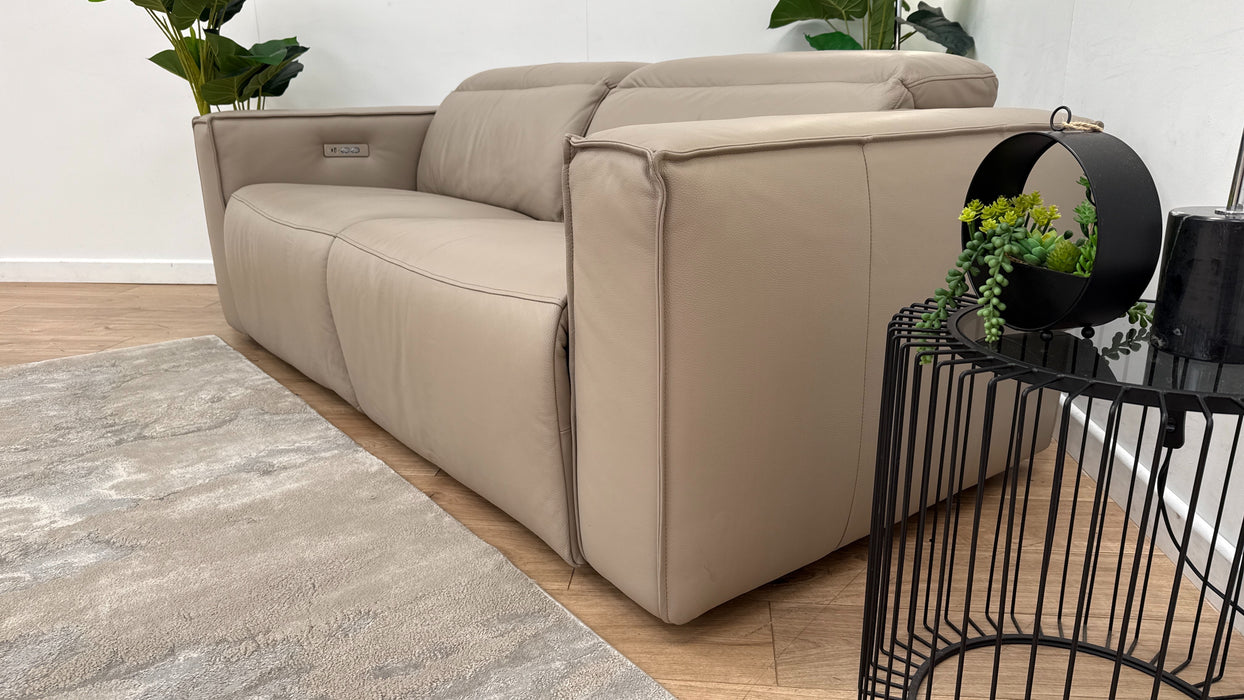 Sofology The Horizon Leather 2.5 Seater Power Recliner/Headrest in Trusty Embossed Stone