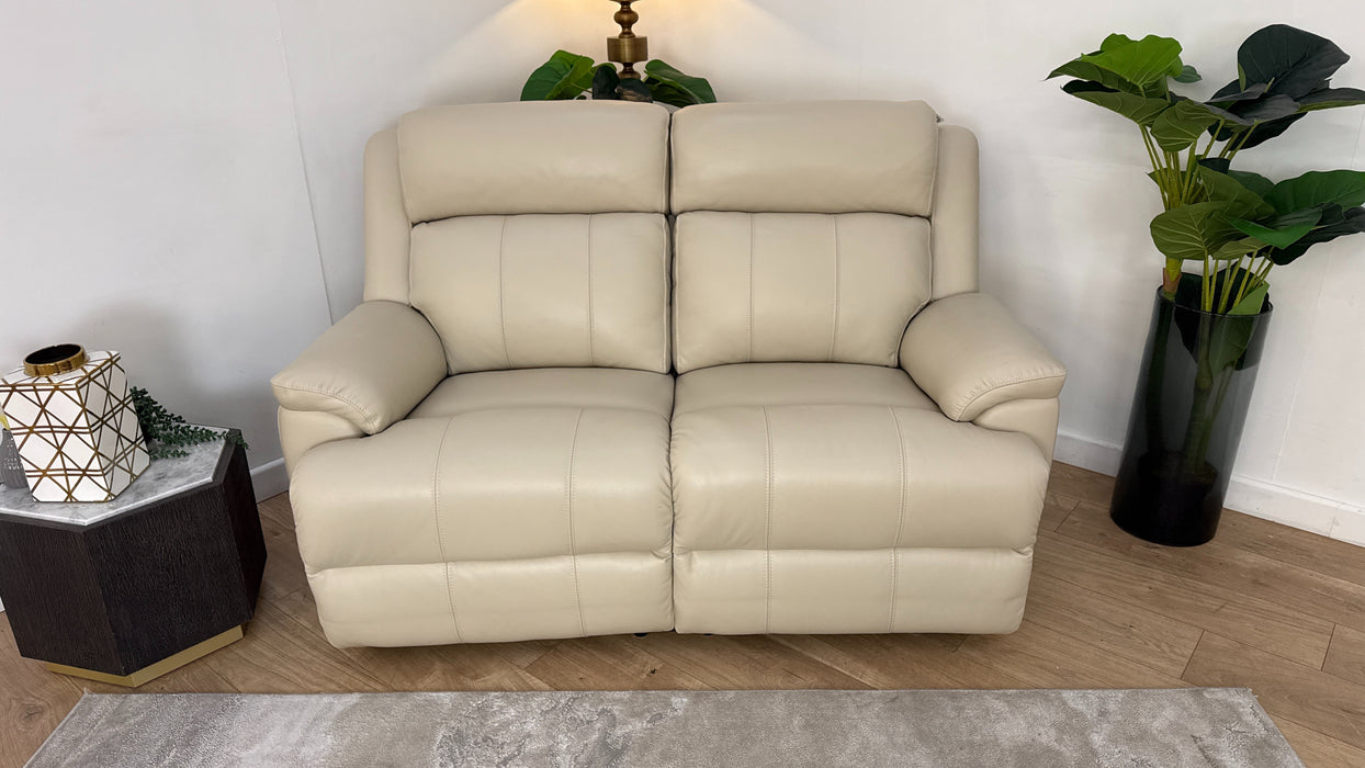 Sofology Gracie Leather 2 Seater Power Recliner/Headrest in Trusty Sheen Bone China