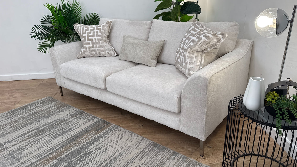 Sofology Mayfair Fabric 3 Seater Foam Seats in Linen Look Chenille Mist/Pearl Mix