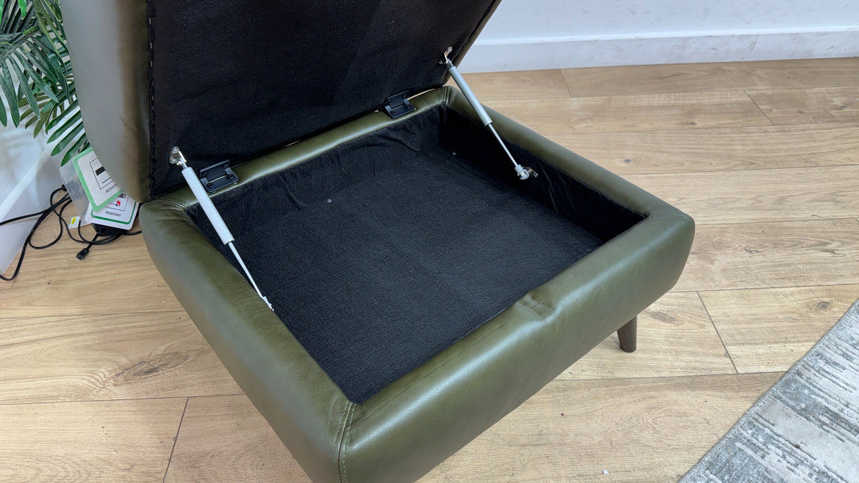 Sofology Leather Hygge Storage Footstool in Relaxed Soft Olive