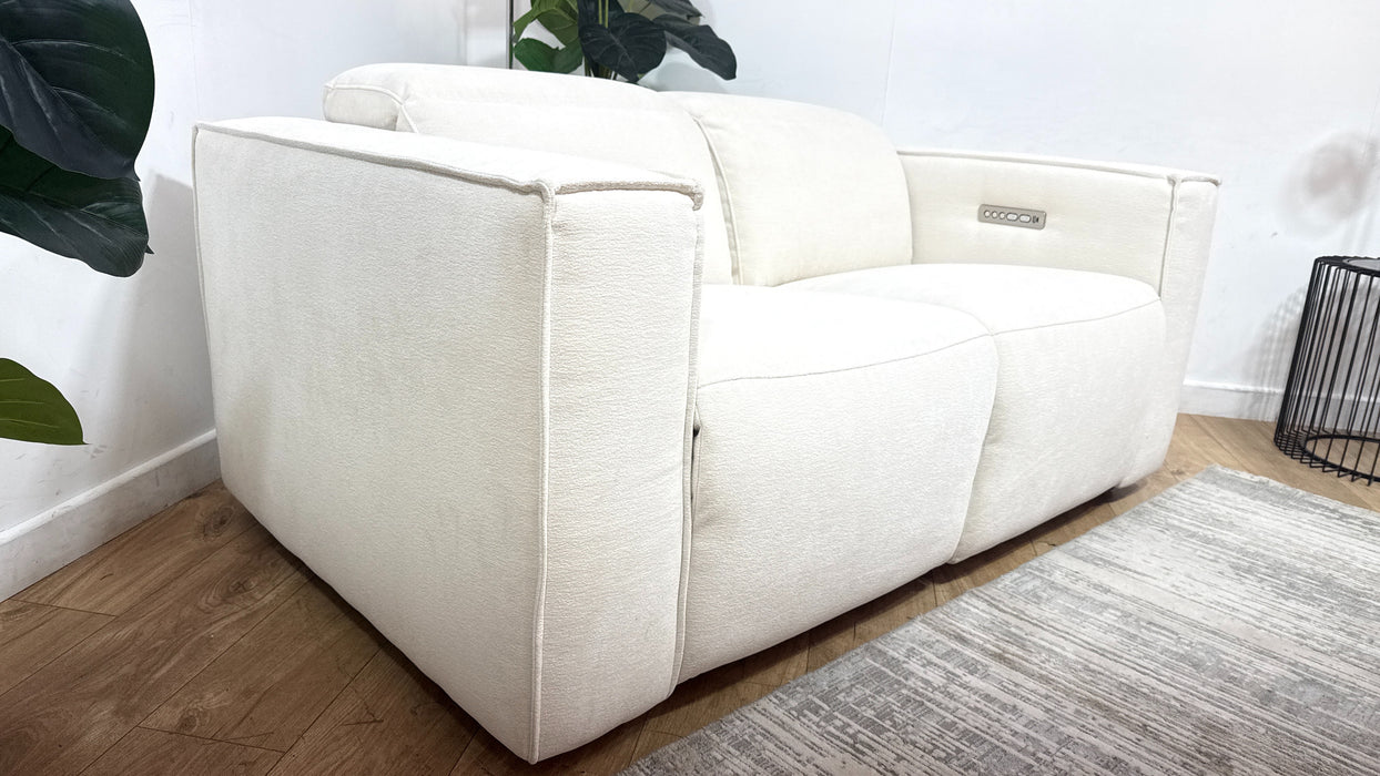 Sofology Horizon Fabric 2 Seater Power Recliner/Headrest in Textured Chenille Oyster