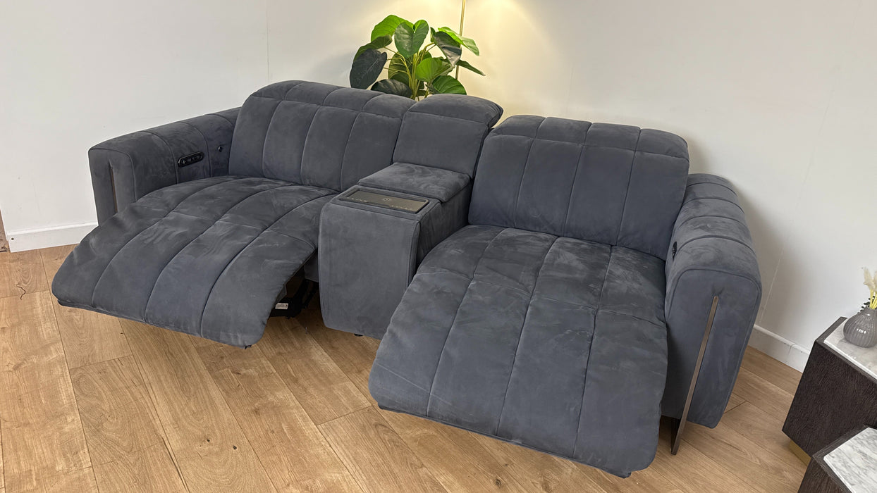 Sofology The Paramount 2.5 Seater Recliner Sofa Console in Nubuck Feel Fabric Charcoal