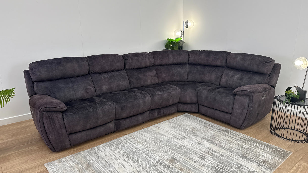 Sofology The Radleigh 3 Corner 1  Fabric Recliner Sofa in Decent Charcoal