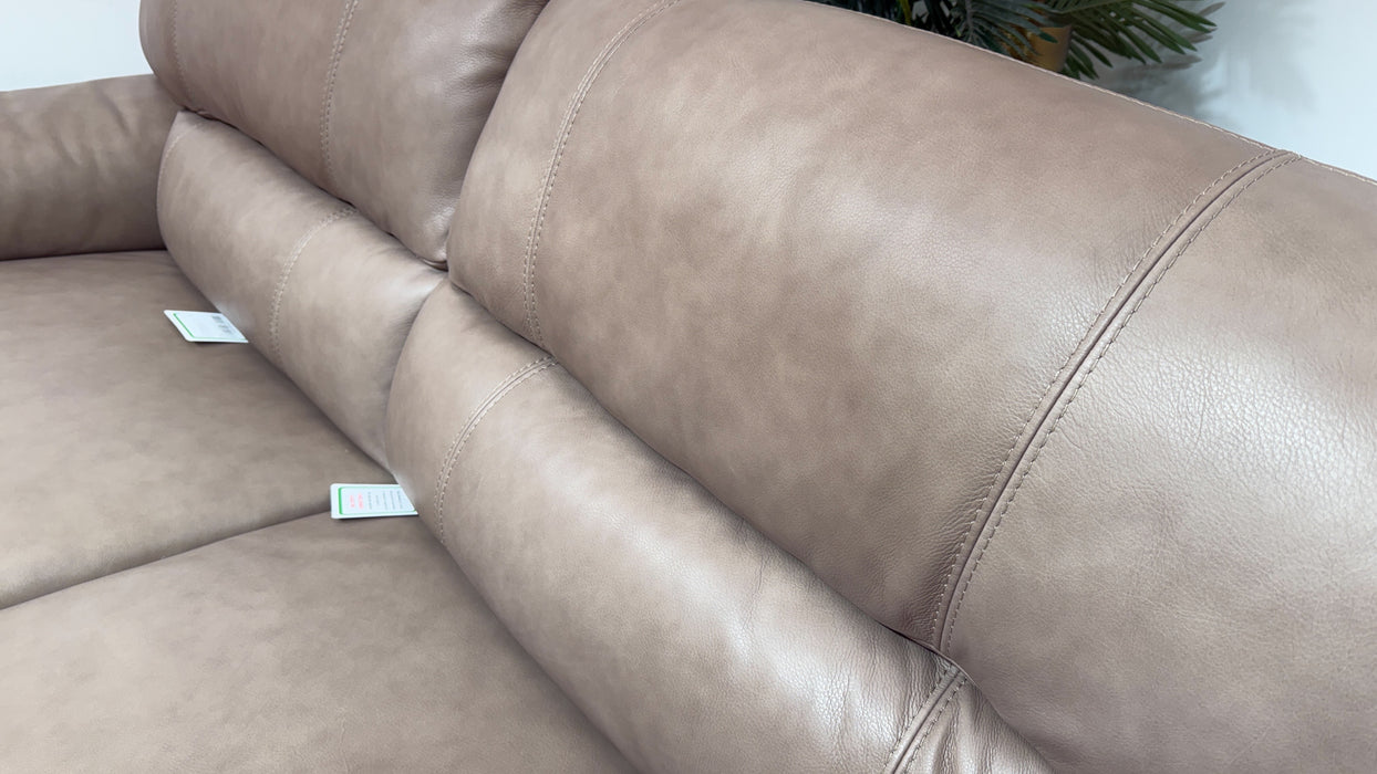 Sofology Santina Leather 3 Seater in Relaxed Soft Stone