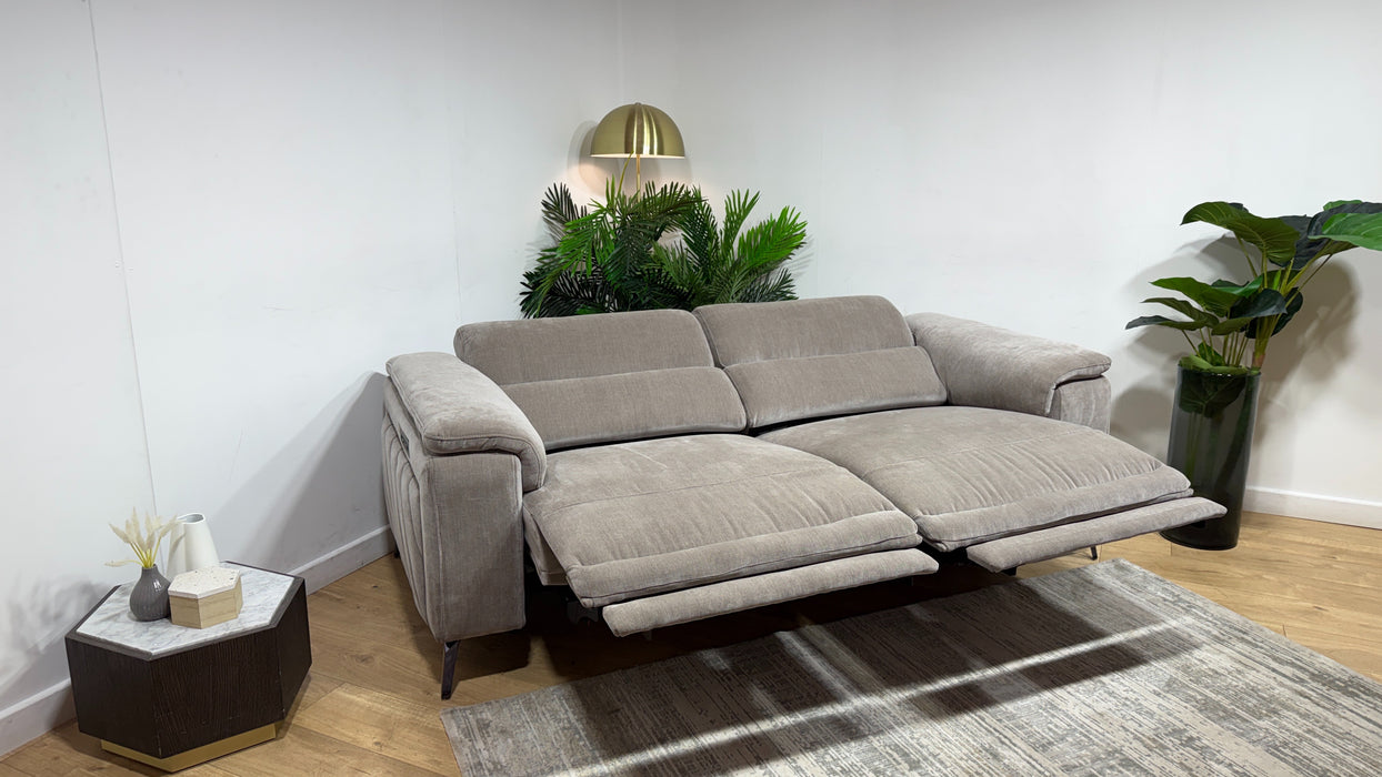 Sofology Fratelli Fabric 2.5 Seater Power Recliner/Headrest in Relaxed Chenille Nutmeg