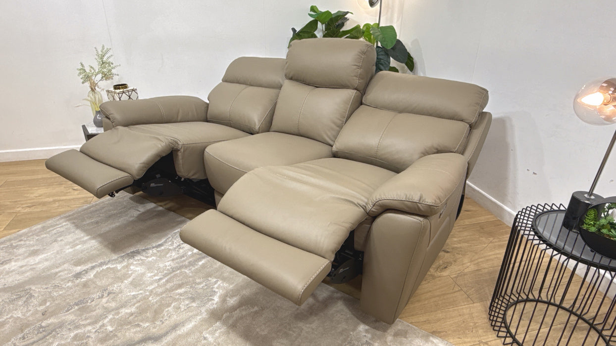 DFS Nevara Leather 3 Seater Power Recliner in Camel