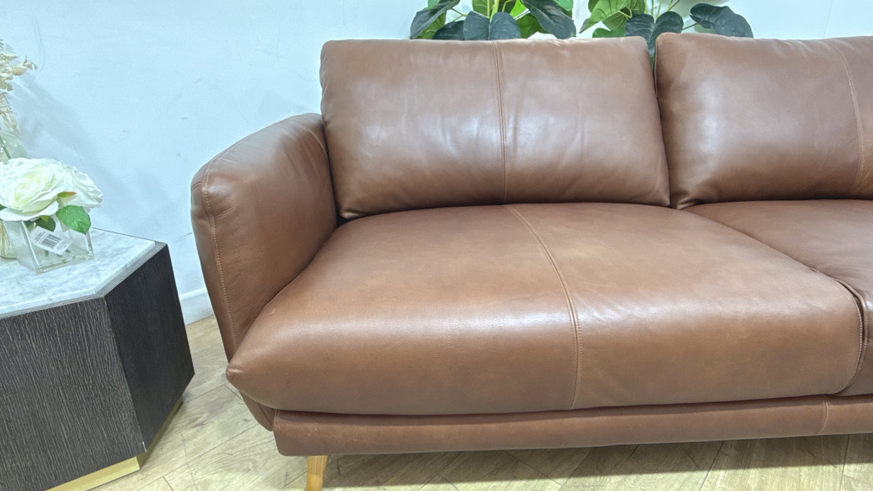Sofology Adler Leather 3 Seater in Relaxed Soft Brown