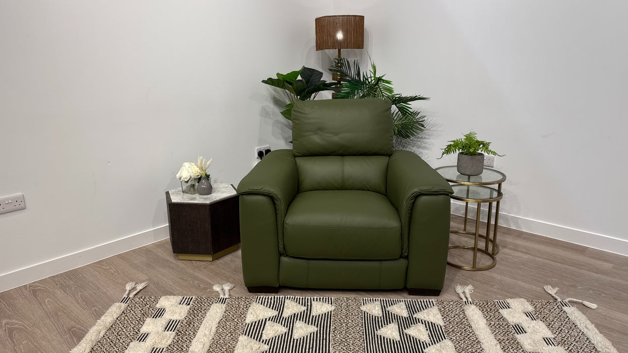 DFS Arwen Leather Power Recliner Chair Borelli in Khaki