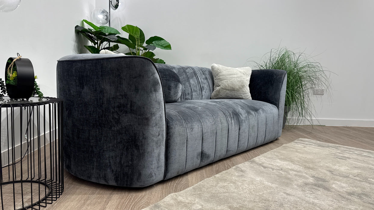 Sofology Fitzrovia Fabric 3 Seater No Trim in Luxury Chenille Charcoal Mix