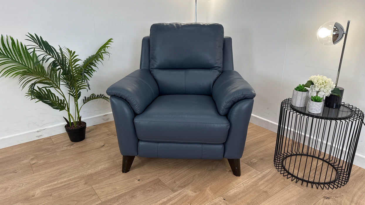 Chester 1 Seater - Leather Power Reclining Chair - Smoke Blue