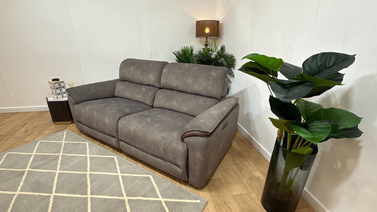 Sofology Hugo Fabric 2.5 Seater Power Recliner/Headrest in Lifestyle Flecked Mocha
