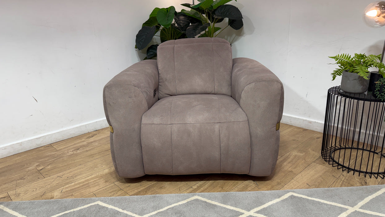 Sofology Lumiere Fabric Chair Power Recliner/Headrest in Lifestyle Flecked Nutmeg
