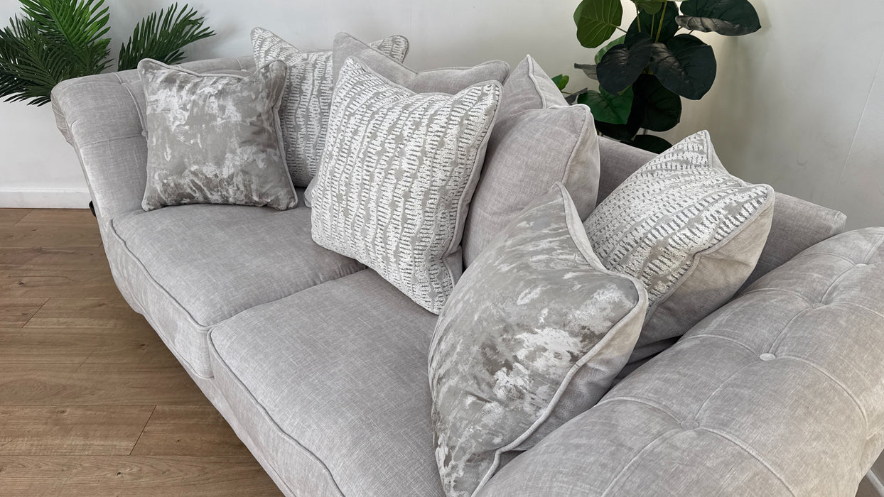 Sofology Highgrove Fabric 3 Seater Pillow Back Feather Flex Seats in Luxe Chenille Oyster Mix