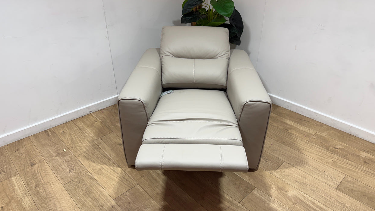 Sofology Sample Leather Chair Power Recliner in Trusty Matt Stone