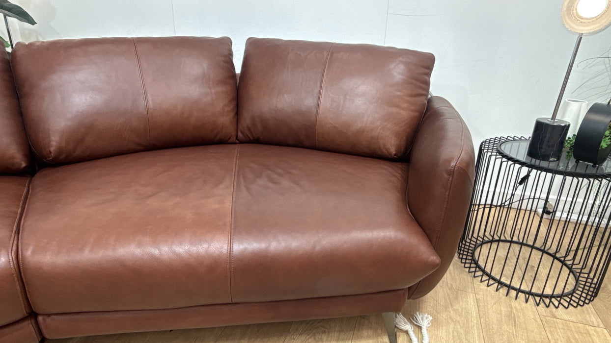 Sofology Adler Leather 4 Seater Asymmetric in Relaxed Soft Brown