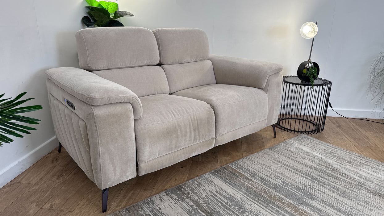 Sofology The Fratelli Fabric 2 Seater Power Recliner/Headrest in Relaxed Chenille Cotton
