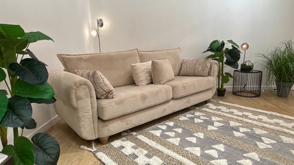 Sofology Chamonix 4 Seater Split in Soft Short Pile Faux Fur Natural Mix
