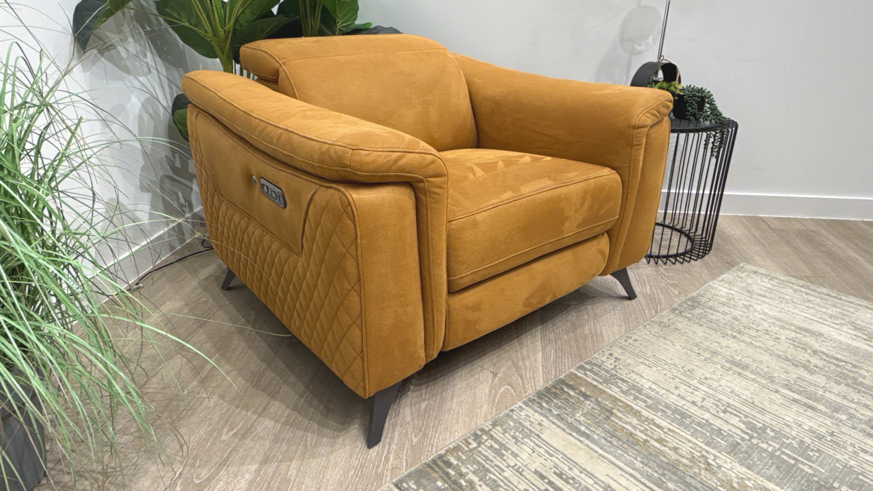Sofology Ezra Fabric Chair Power Recliner/Headrest Heated Seat in Lifestyle Embossed Tan