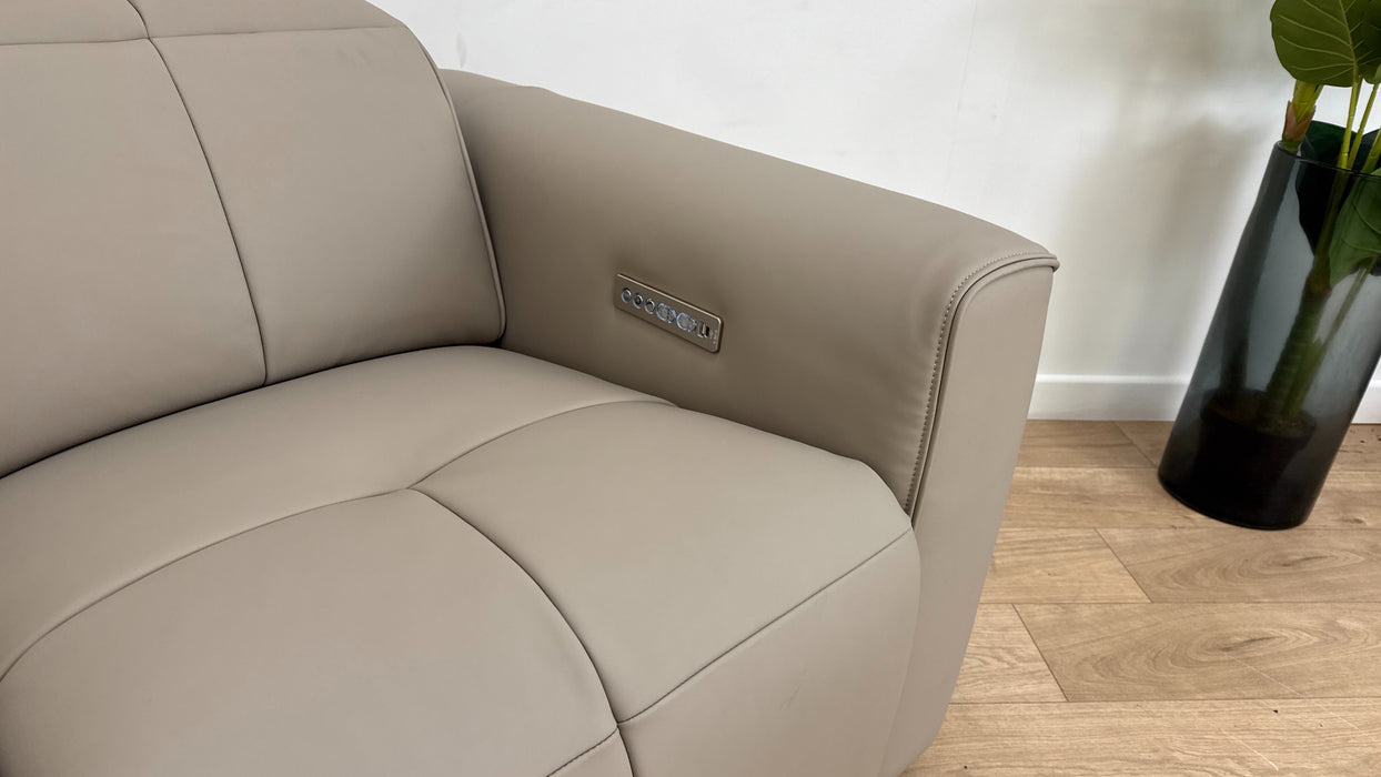 Sofology The Riviera Leather 2 Seater Power Recliner/Headrest in Trusty Super Matt Putty