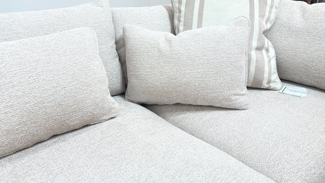 Sofology Westwood Fabric 1 Corner 3 Silver Trim in Soft Boucle Blush Mix