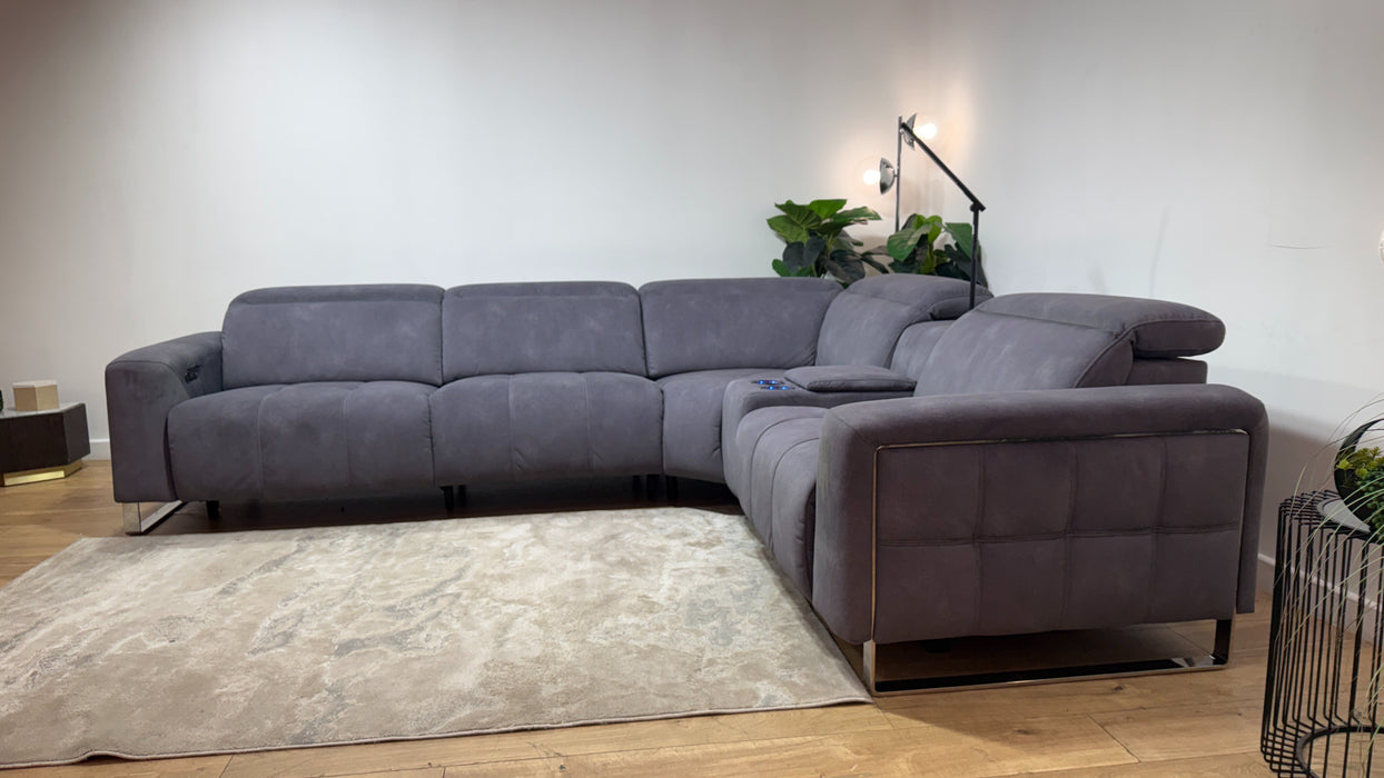 Sofology Marvella Fabric 3 Corner Console 1.5 Power Recliner/Headrest in Lifestyle Flecked Charcoal