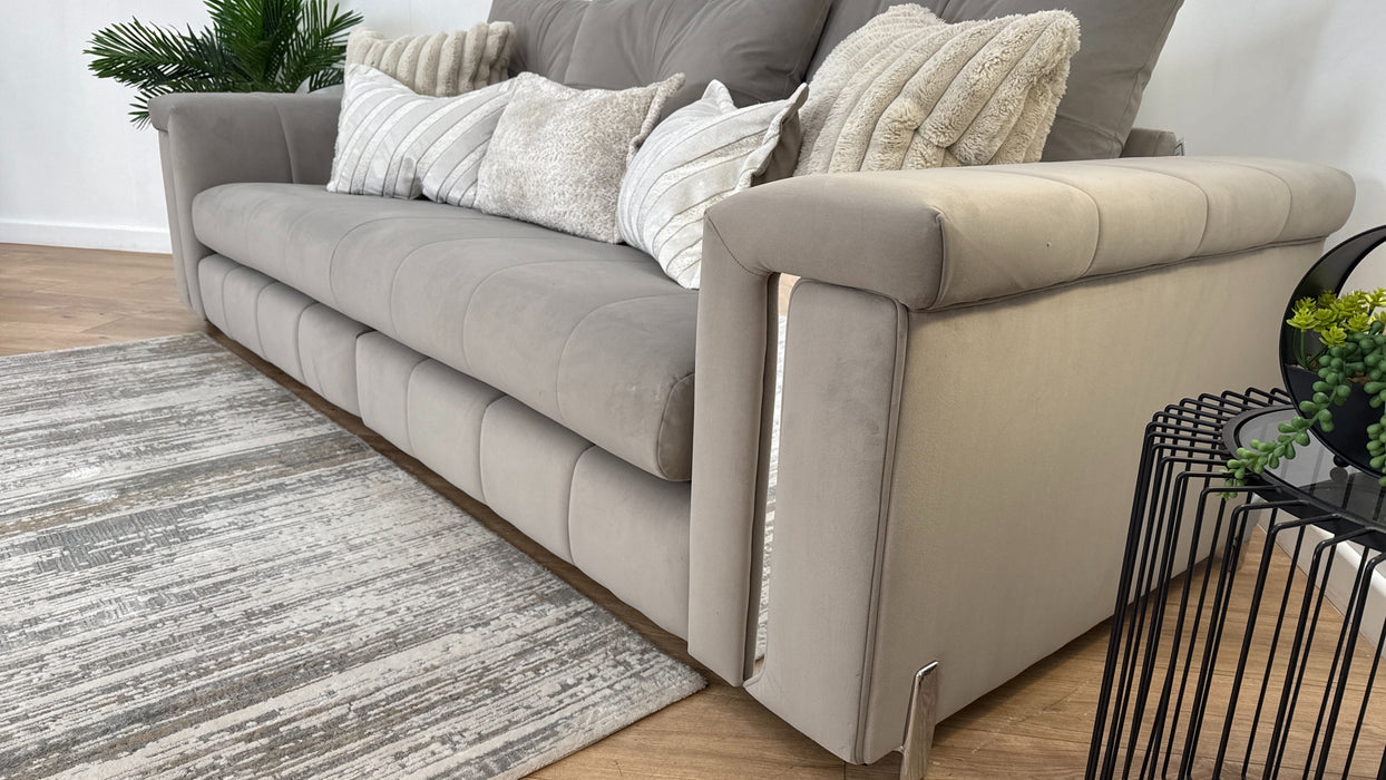 Sofology Oscar 4 Seater Split Fabric Sofa in Matt Velvet Pebble