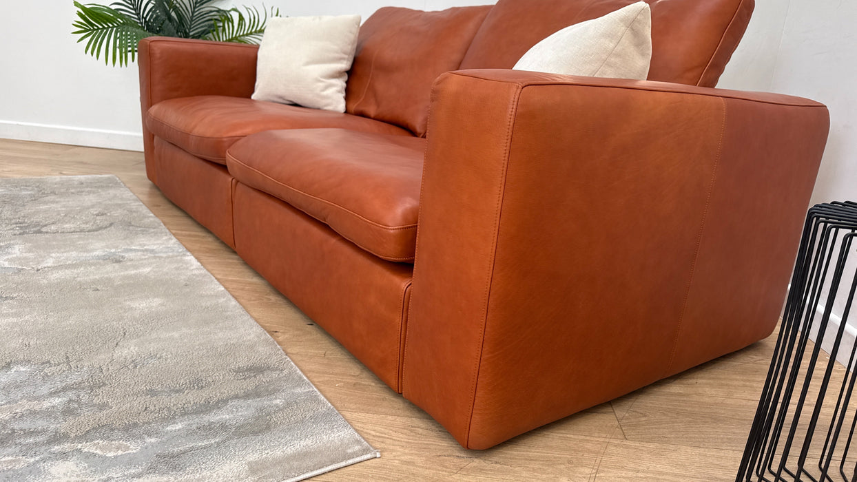 Sofology Retreat Leather 3 Seater in Amber