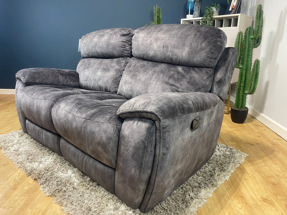 Radley Fabric 2 Seater Washed Velvet Charcoal Manual Recliner (WA2)