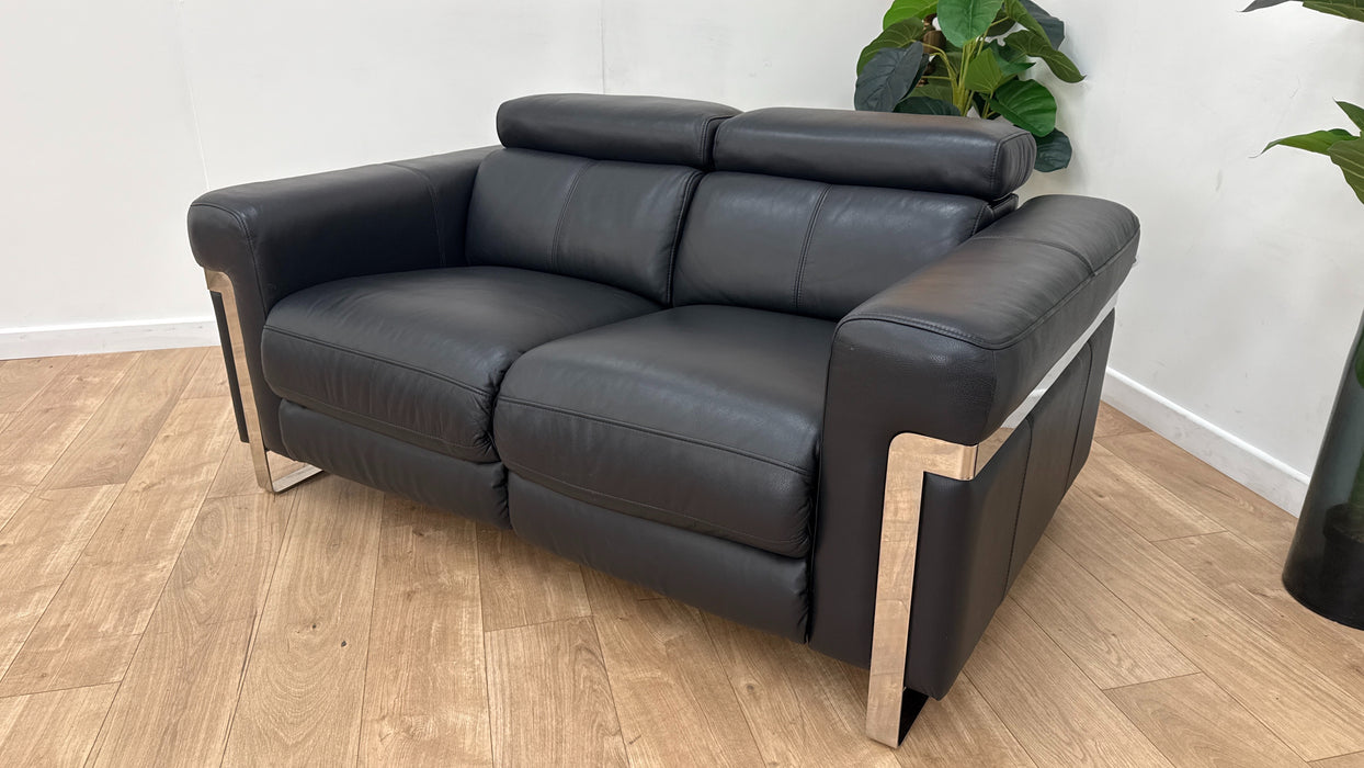 Sofology Moreno Leather 2 Seater Power Recliner in Jet Black