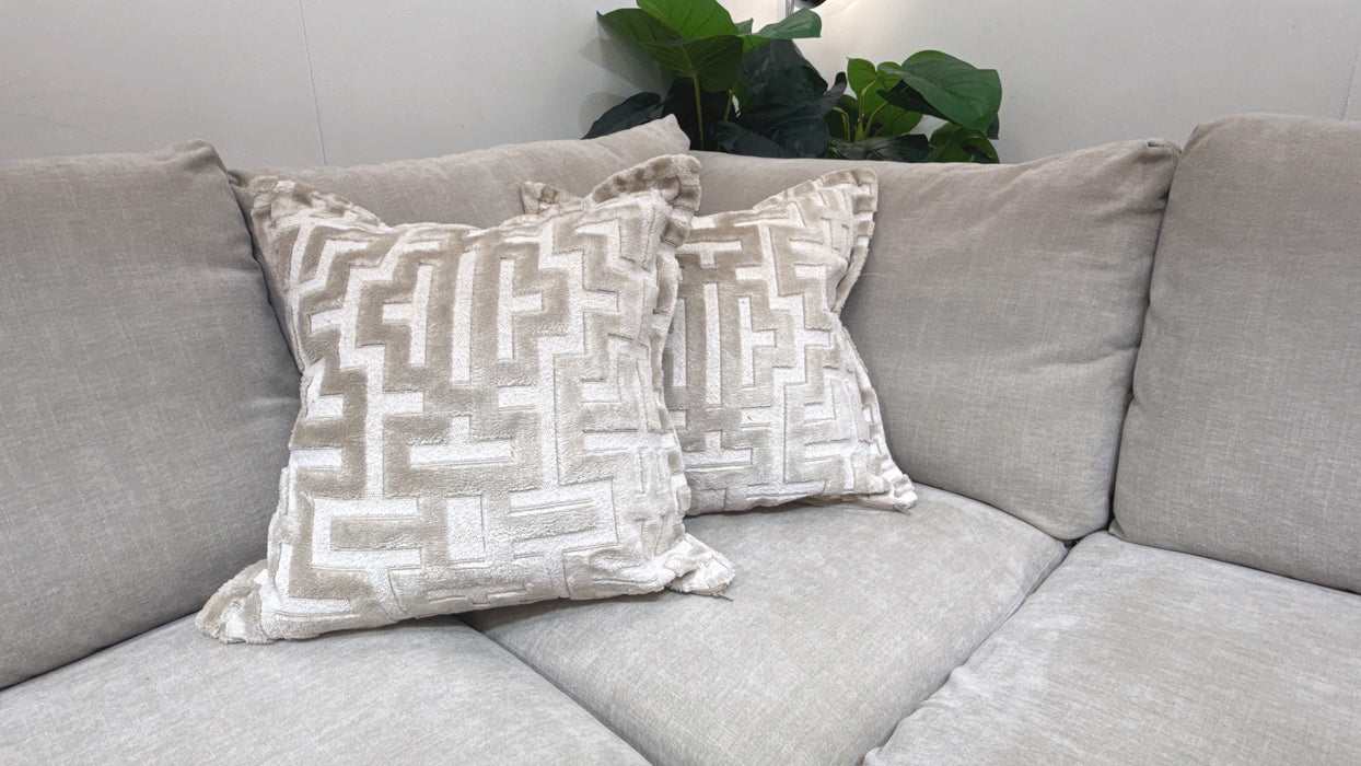 Sofology Mayfair Fabric Chaise 1 Corner 3 Foam Seats in Soft Chenille Linen/Pearl Mix