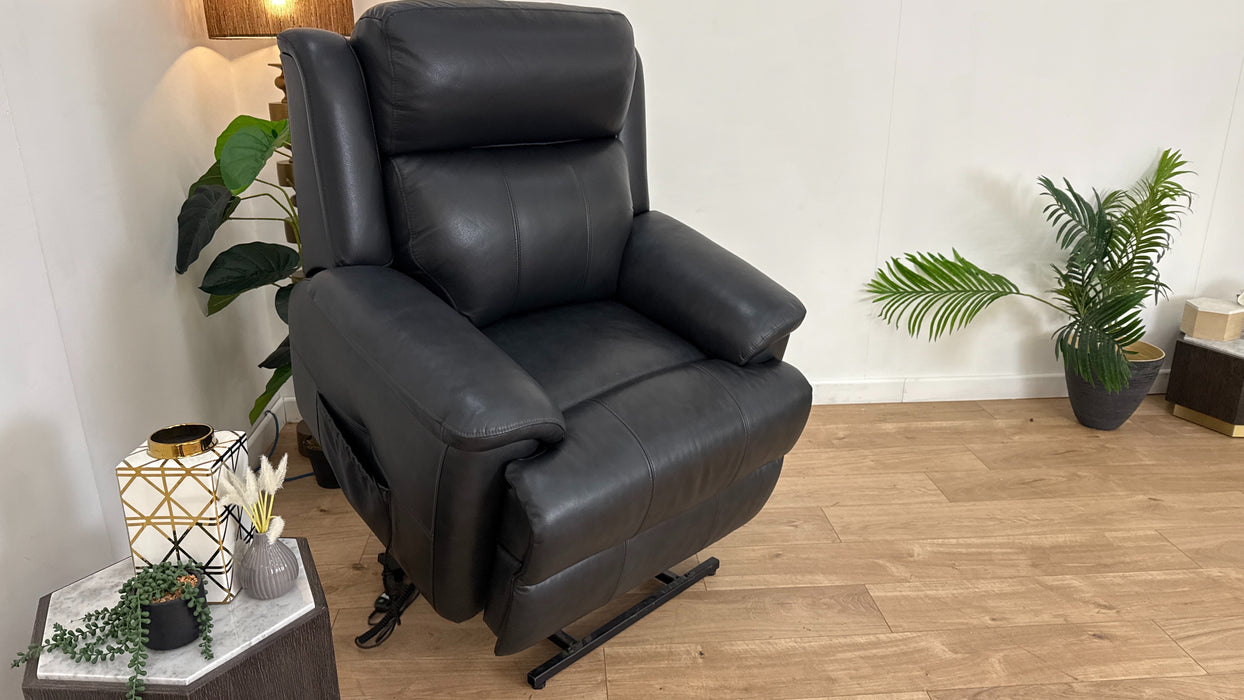 Sofology The Gracie Leather Rise & Tilt Chair in Trusty Sheen Jet Black