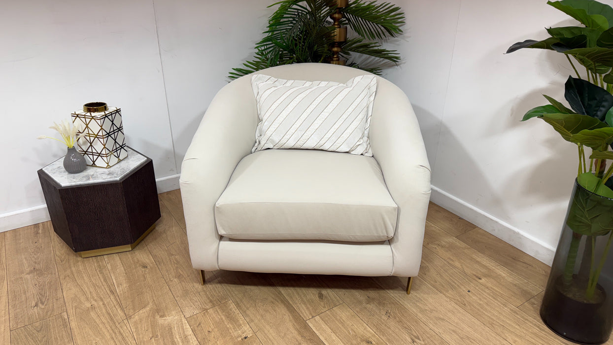 Sofology Oscar Fabric Accent Chair in Super Matt Velvet Ecru Mix