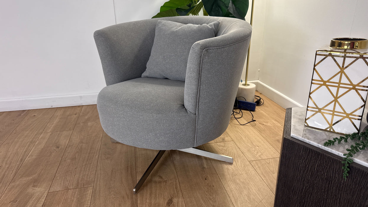 Sofology Islington Fabric Swivel Chair in Nordic Silver