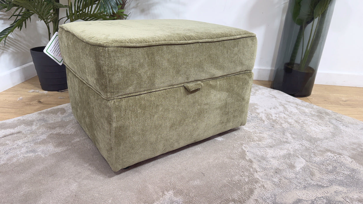 Sofology Georgio Fabric Storage Footstool Extra Flex Interior in Luxe Chenille Olive All Over
