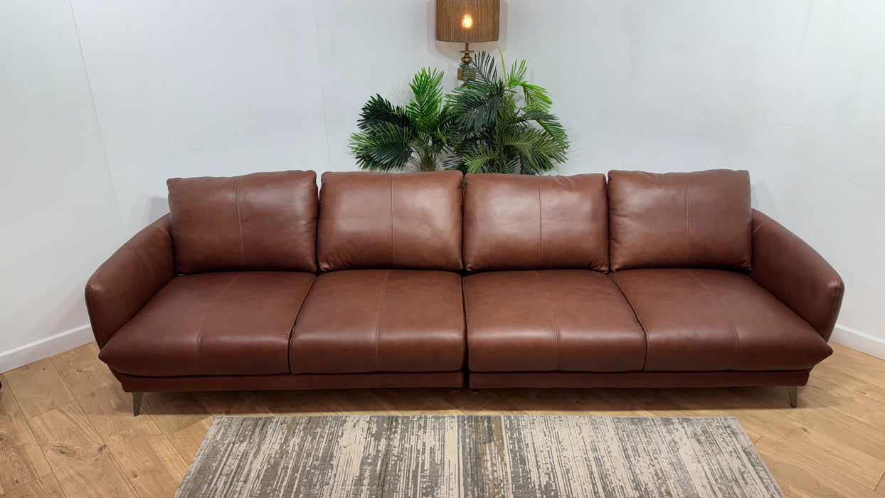 Sofology The Adler Leather 4 Seater in Relaxed Soft Brown