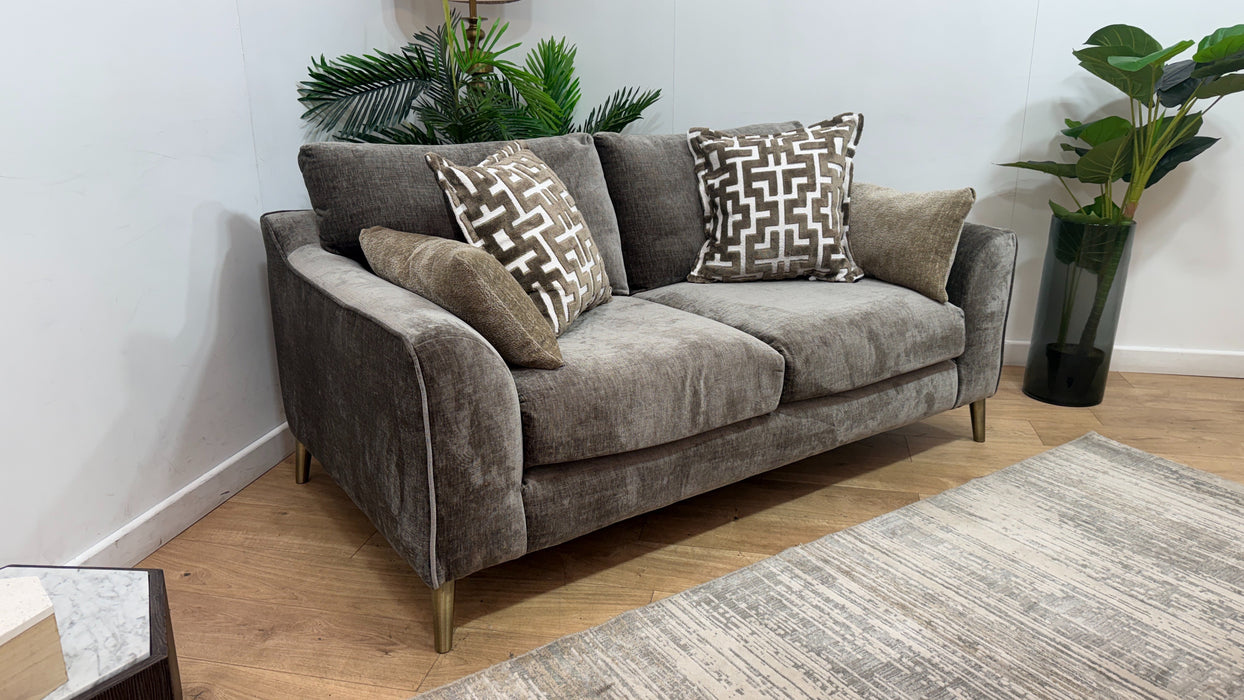 Sofology Mayfair Fabric 2 Seater Foam Seats in Luxury Chenille Truffle/Gold Mix