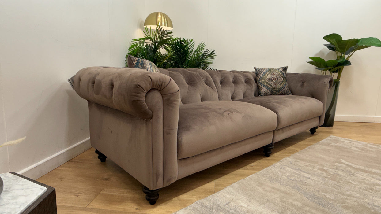 Sofology Kensington Fabric 4 Seater Split in Matt Velvet Mole Mix