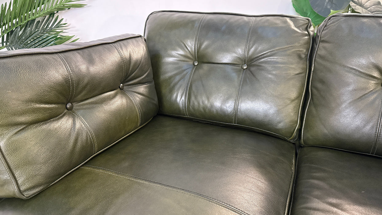 Sofology Cricket Leather 2 Seater in Mix Green