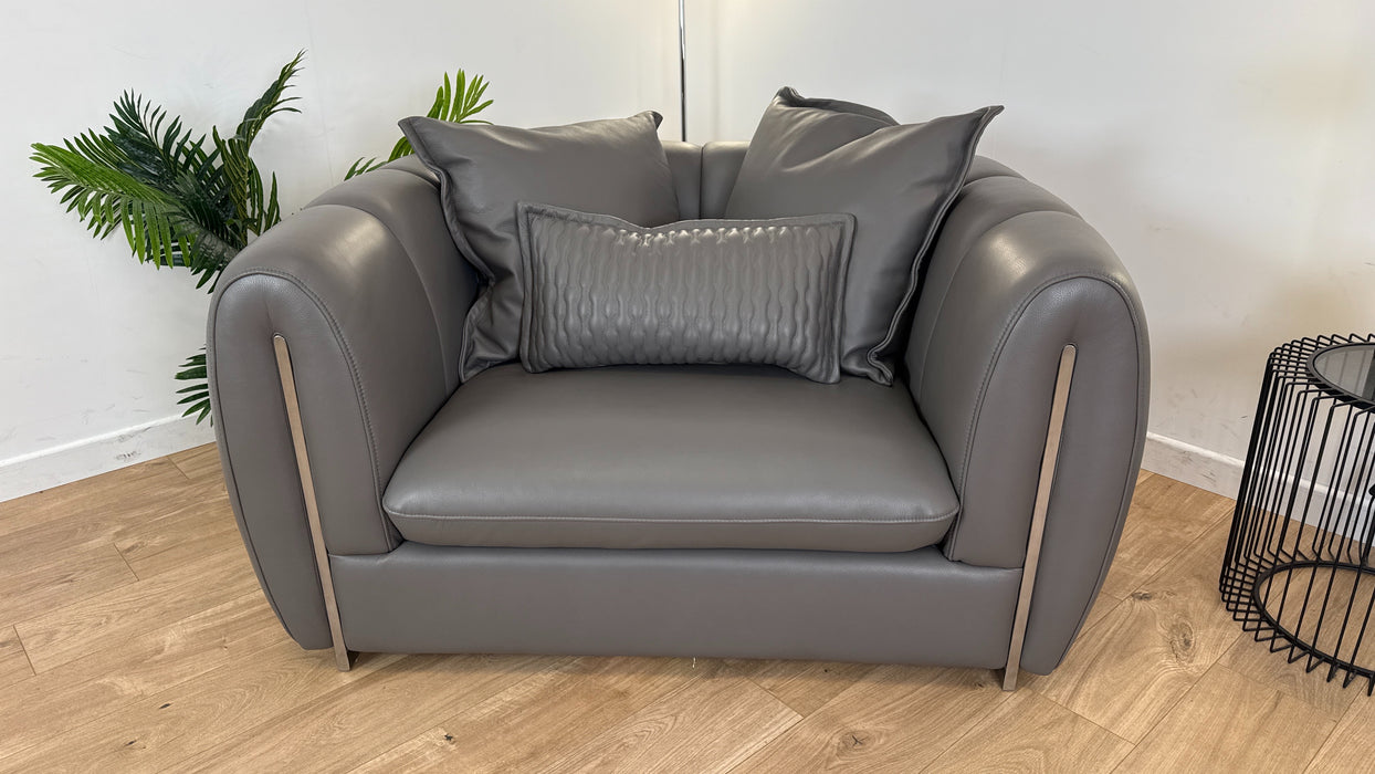 The Empress Loveseat - Leather - Grey