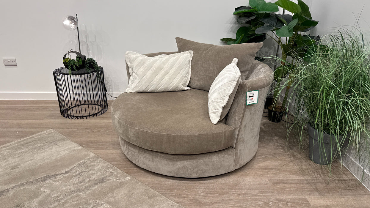 Sofology Oscar Fabric Large Swivel Chair in Fine Textured Chenille