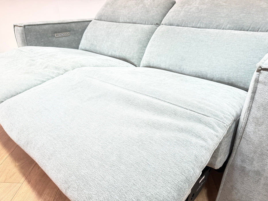 Sofology Horizon Fabric 2.5 Seater Power Recliner/Headrest in Textured Chenille Seafoam