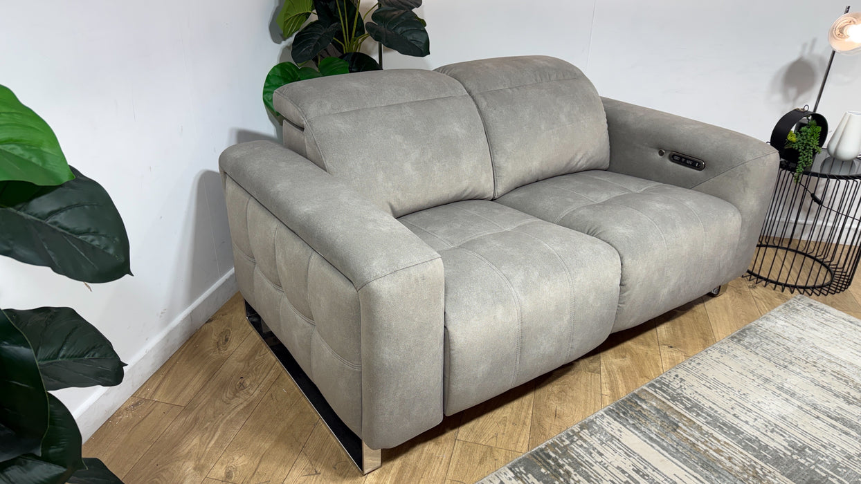 Sofology Marvella Fabric 2 Seater Power Recliner/Headrest Heated Seats in Lifestyle Flecked Stone