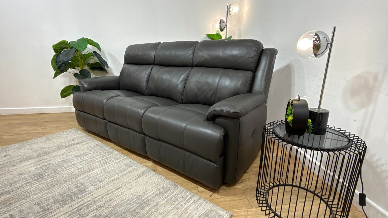 Sofology Gracie Leather 3 Seater in Trusty Sheen Charcoal