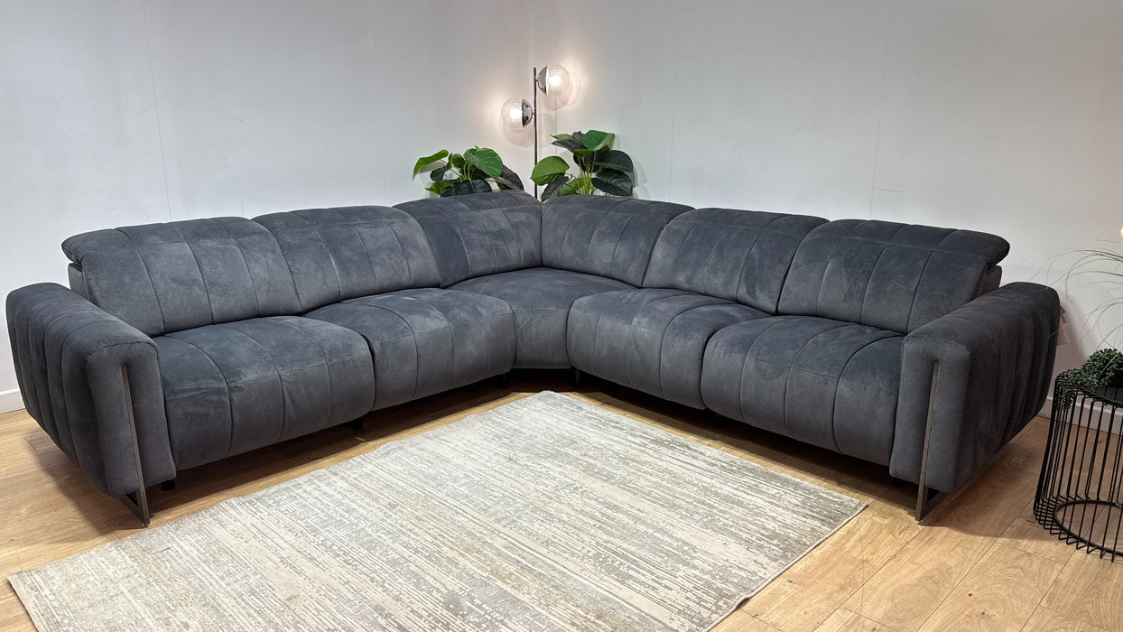 Sofology Paramount Fabric 3 Corner 3 Power Recliner/Headrest in Lifestyle Flecked Charcoal