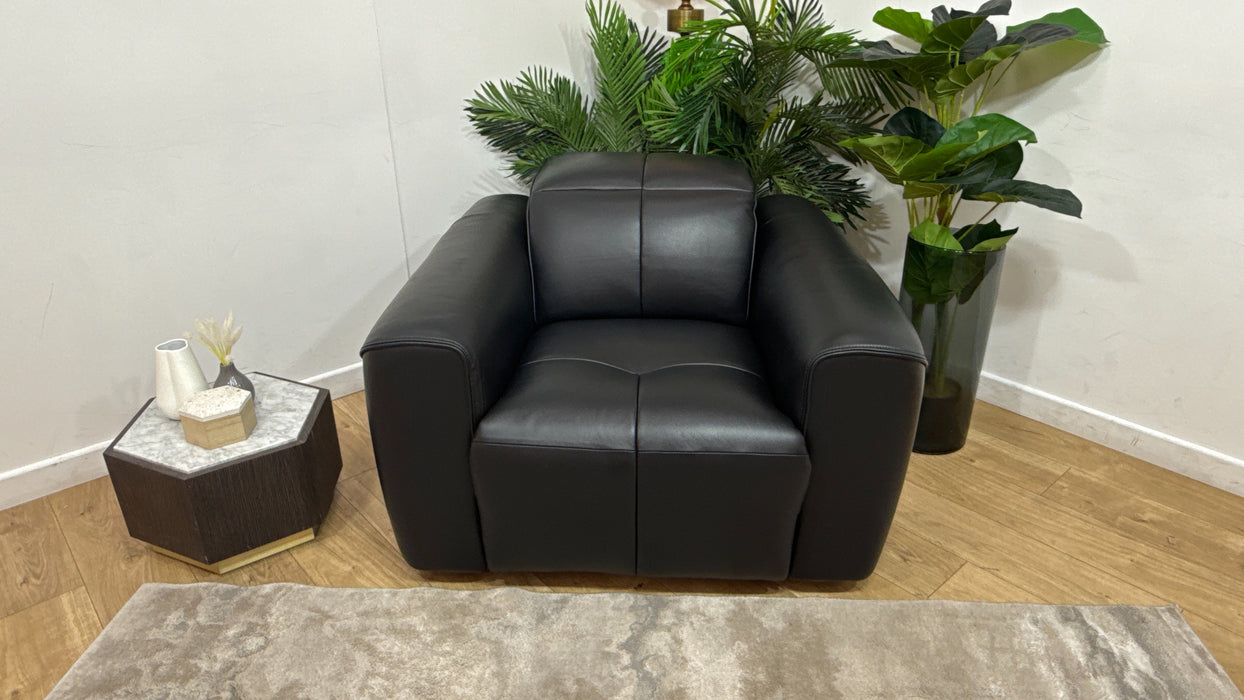 Sofology Riviera Leather Chair in Trusty Embossed Jet Black