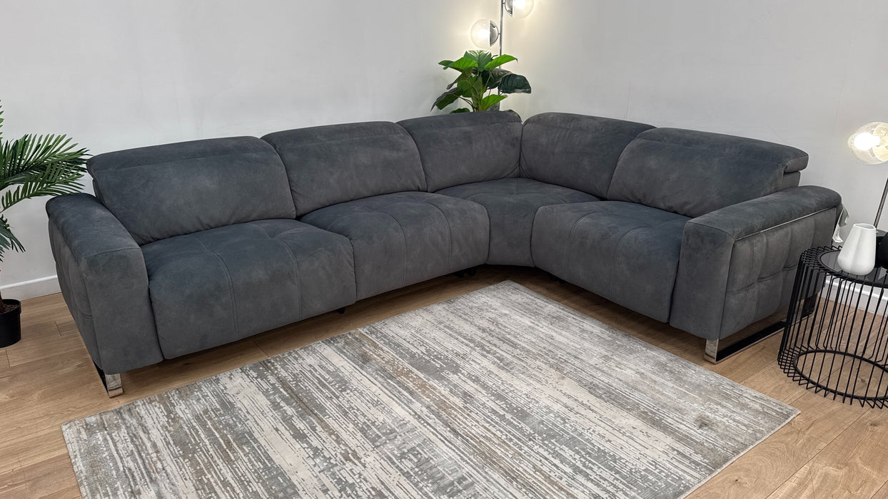 Sofology Marvella Fabric 3 Corner 1.5 Power Recliner/Headrest Heated Seat in Lifestyle Flecked Mineral Green