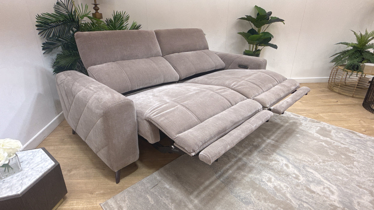 Sofology Allure Fabric 2.5 Seater, Power Recliner/Headrest Heated Seats Lumbar Support Speakers in Relaxed Chenille Nutmeg