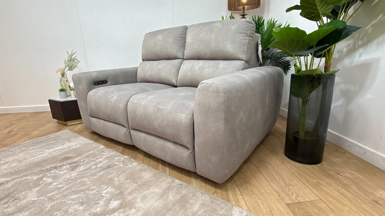 Sofology Portofino Fabric 2 Seater Power Recliner/Headrest in Lifestyle Flecked Stone