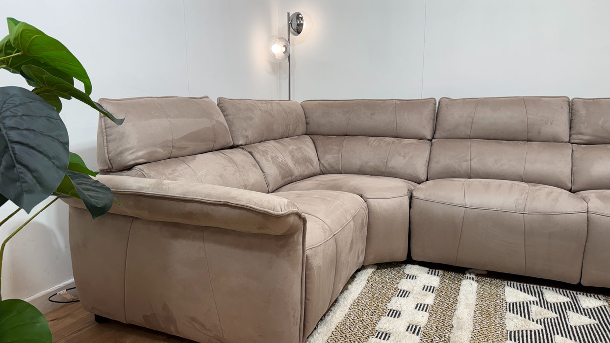 Sofology Cadenza Fabric 1 Corner 3 Power Recliner/Headrest in Lifestyle Plush Nutmeg