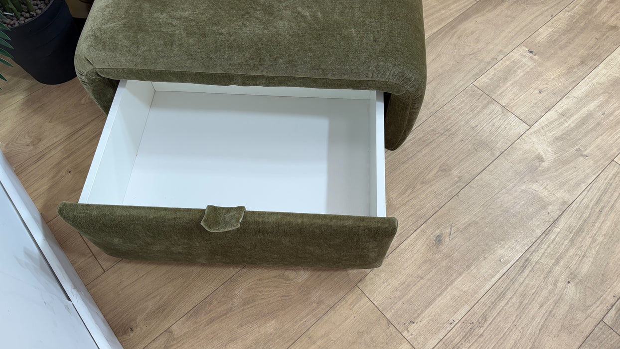 Sofology Waldorf Fabric Storage Footstool in Soft Chenille Olive